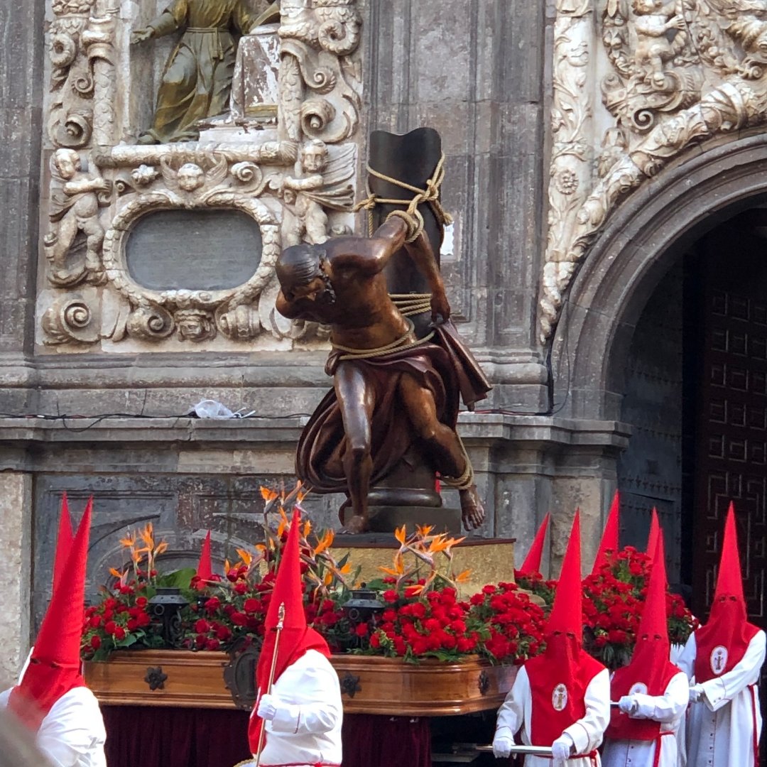 Semana Santa procession with statue of the Sourging at the Pillar