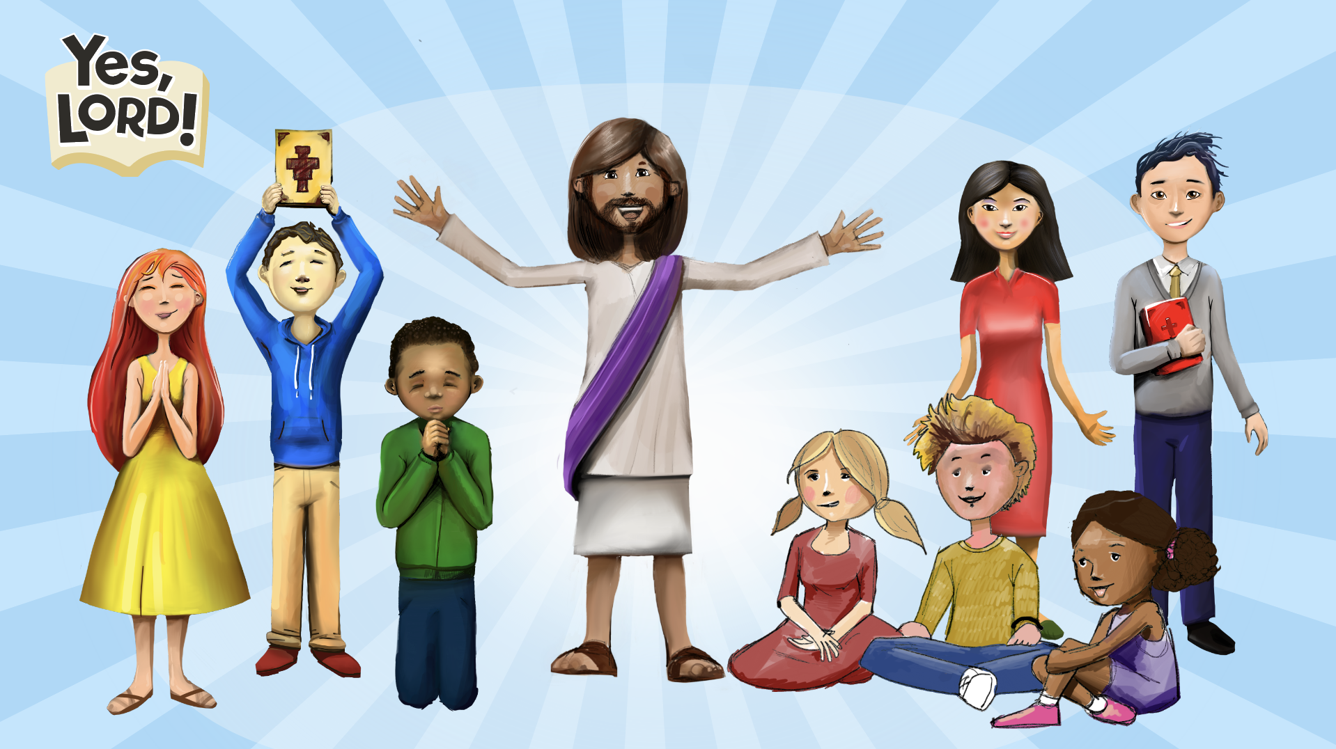 "Yes Lord" logo with Jesus and children