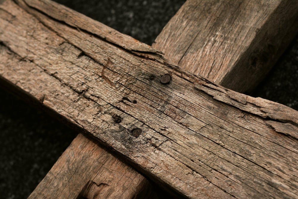 close-up of wooden cross