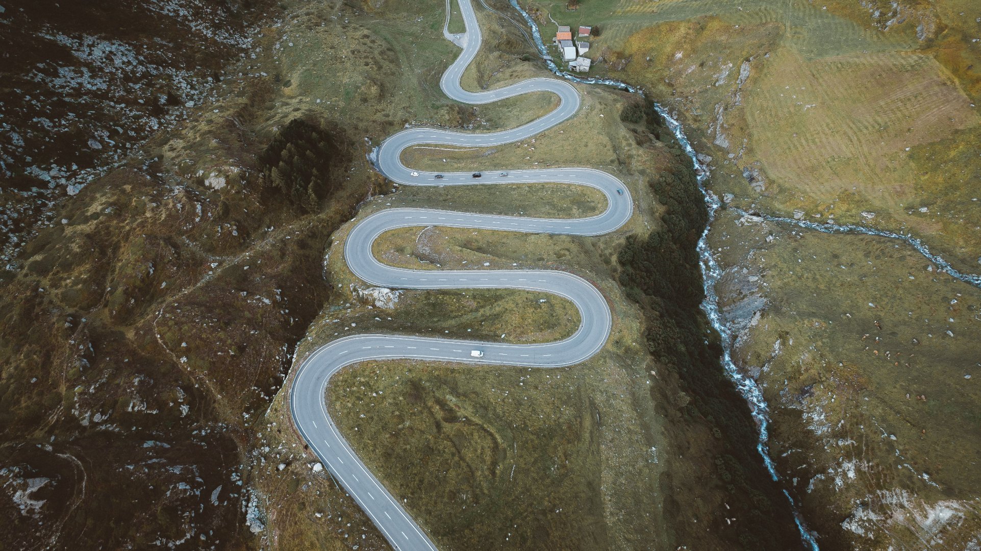 aerial photo of winding road