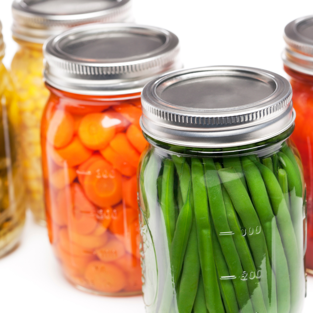 canning jars with vegetables