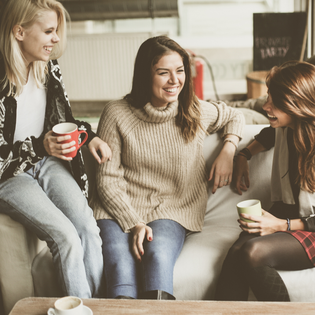 3 women talking over coffee