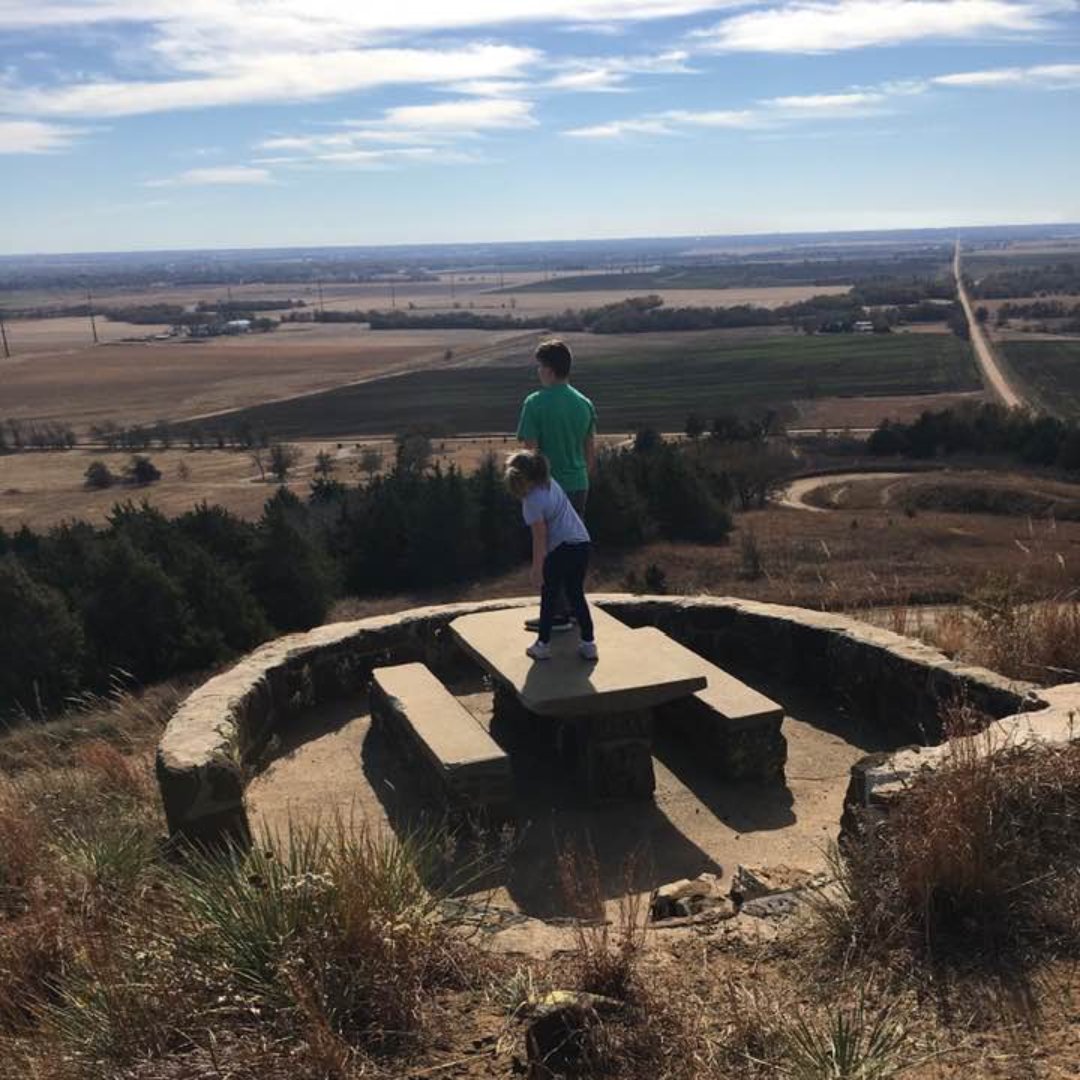 kids viewing the panorama from the top of a nature trail