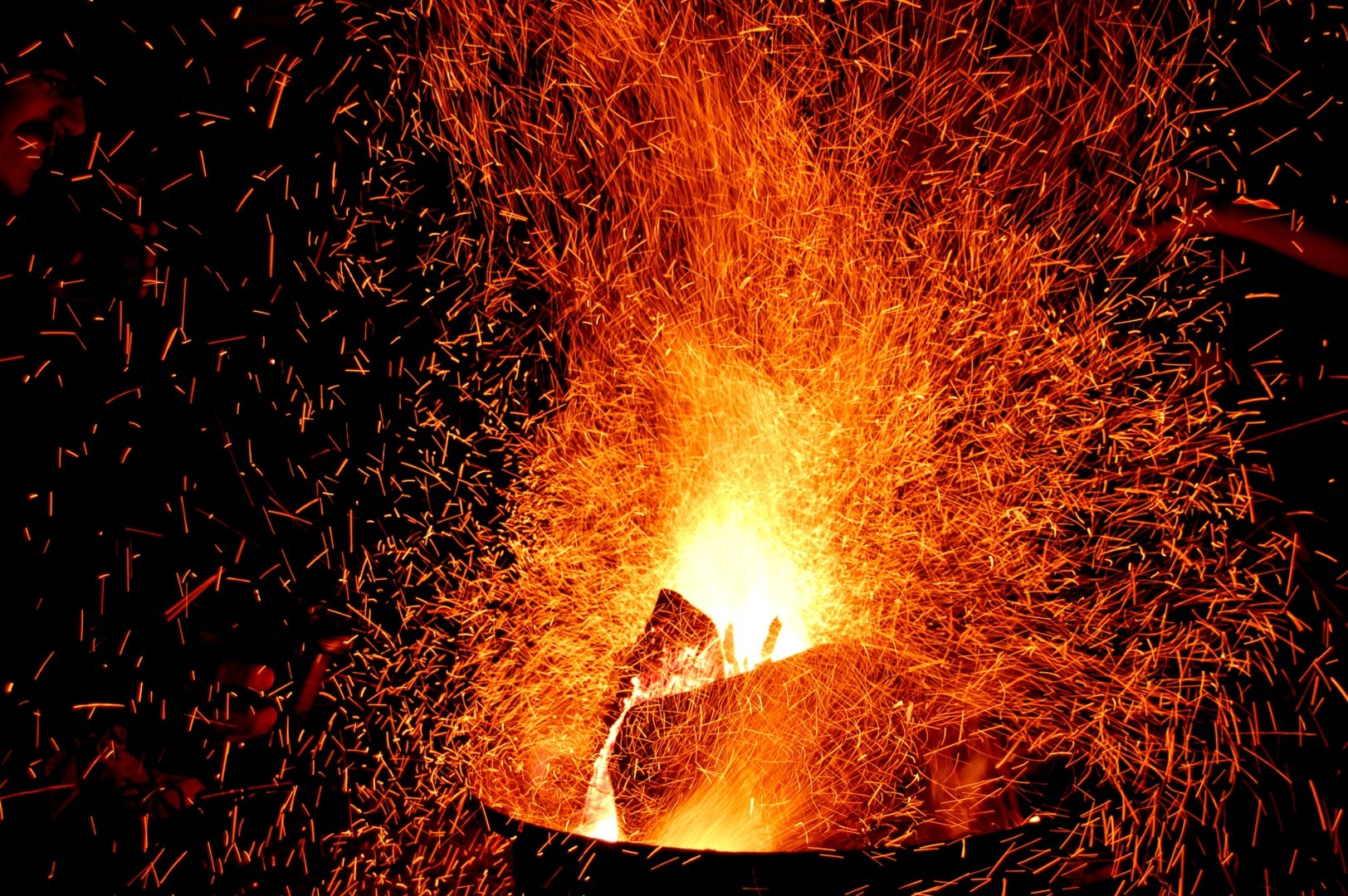 sparks from a fire pit
