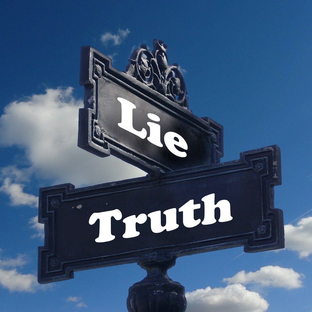 sign with "lie" and "truth" on it