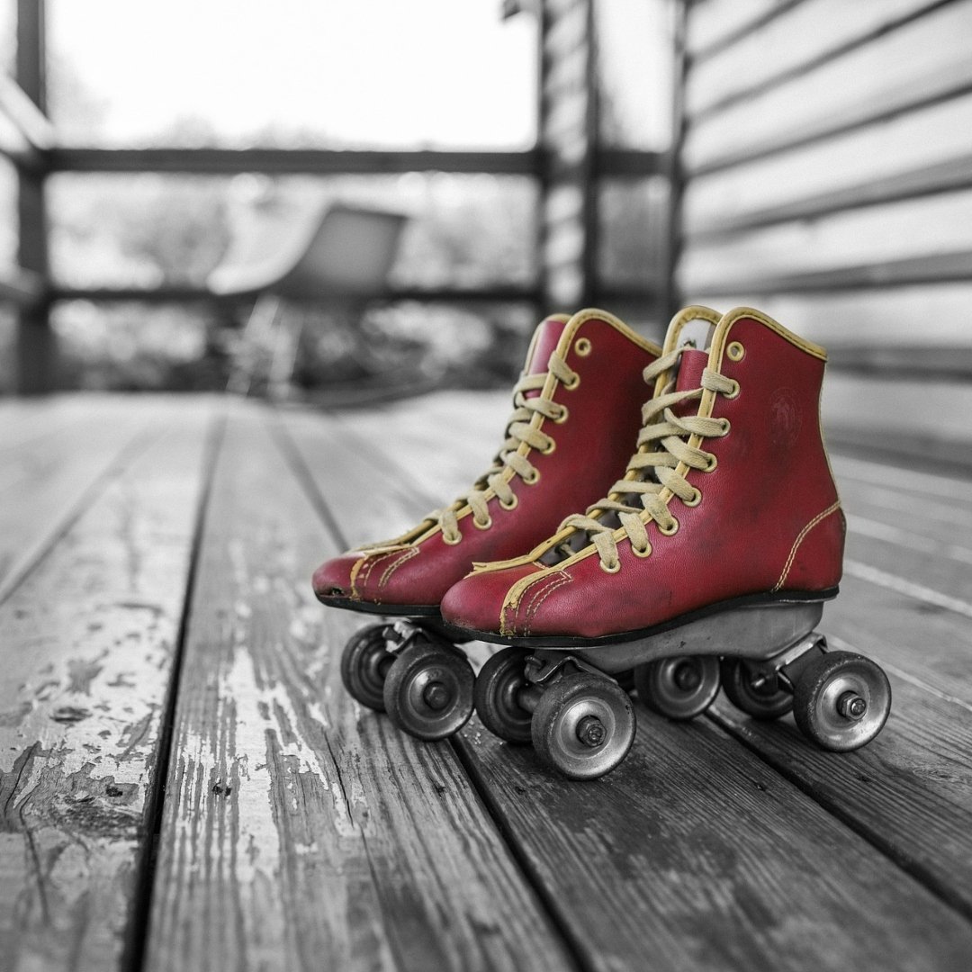 roller skates on a porch