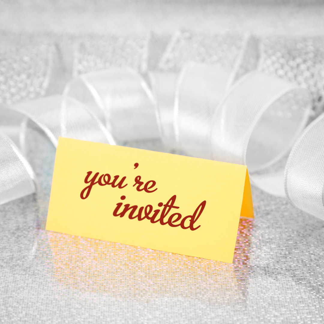 invitation card and ribbon