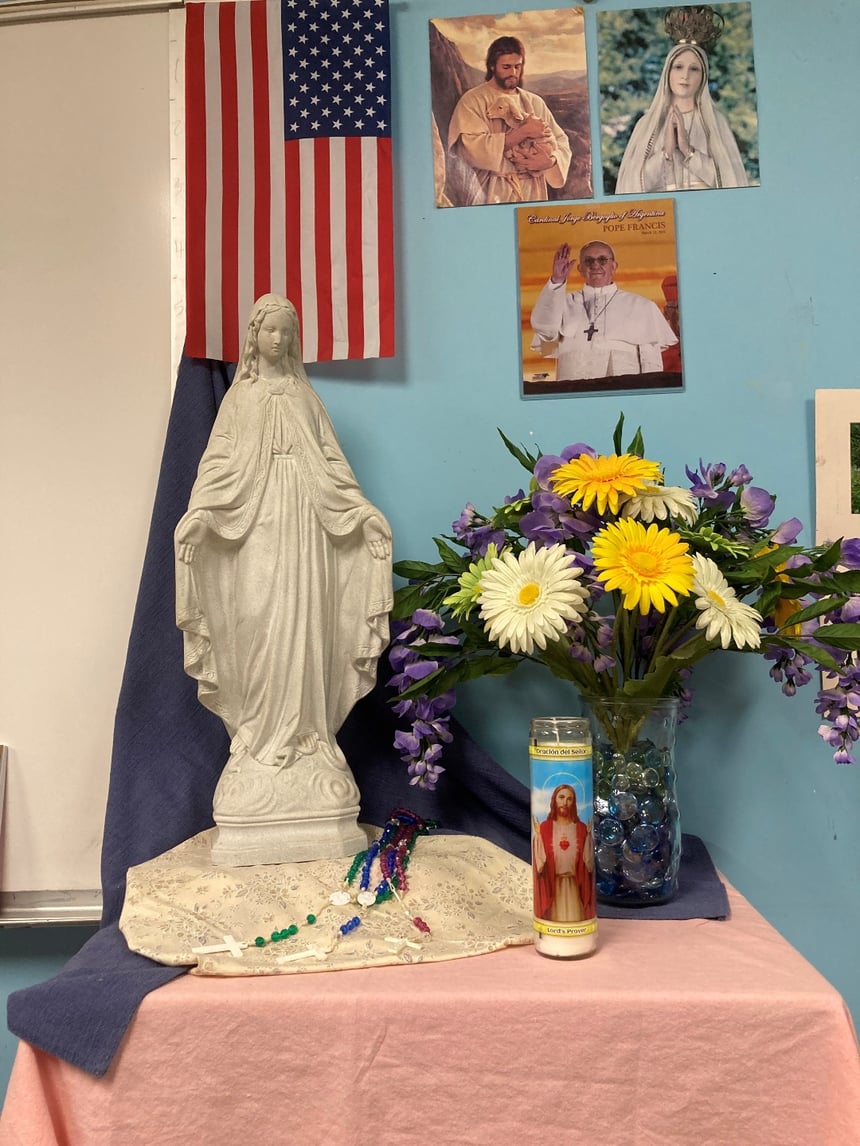 indoor shrine to Mary