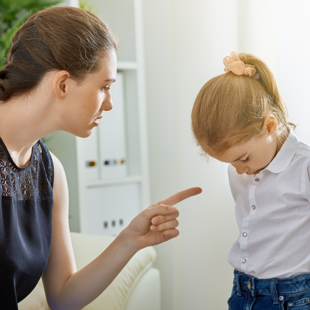 mom yelling at little girl