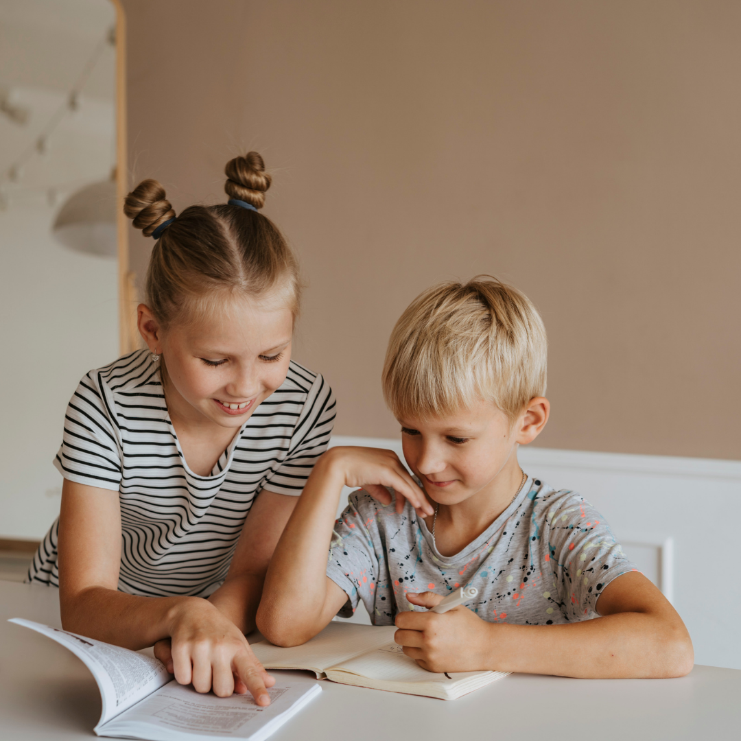 siblings doing homework