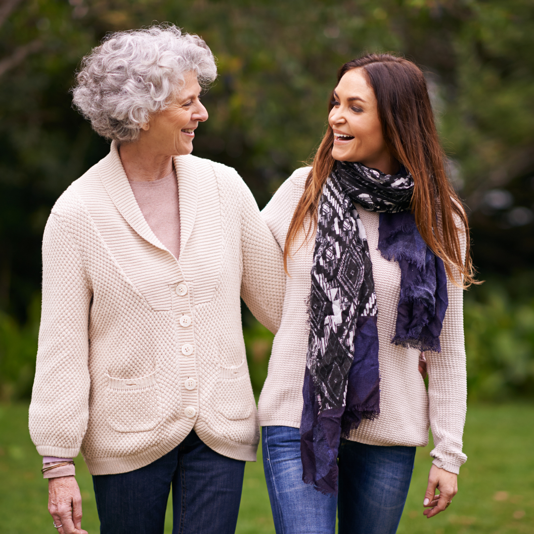 mother and daughter walking