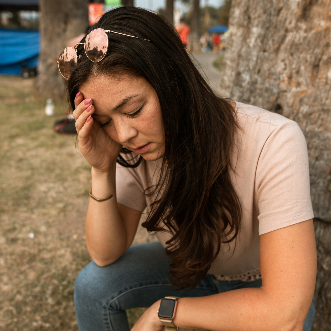 woman hiding her anxiety