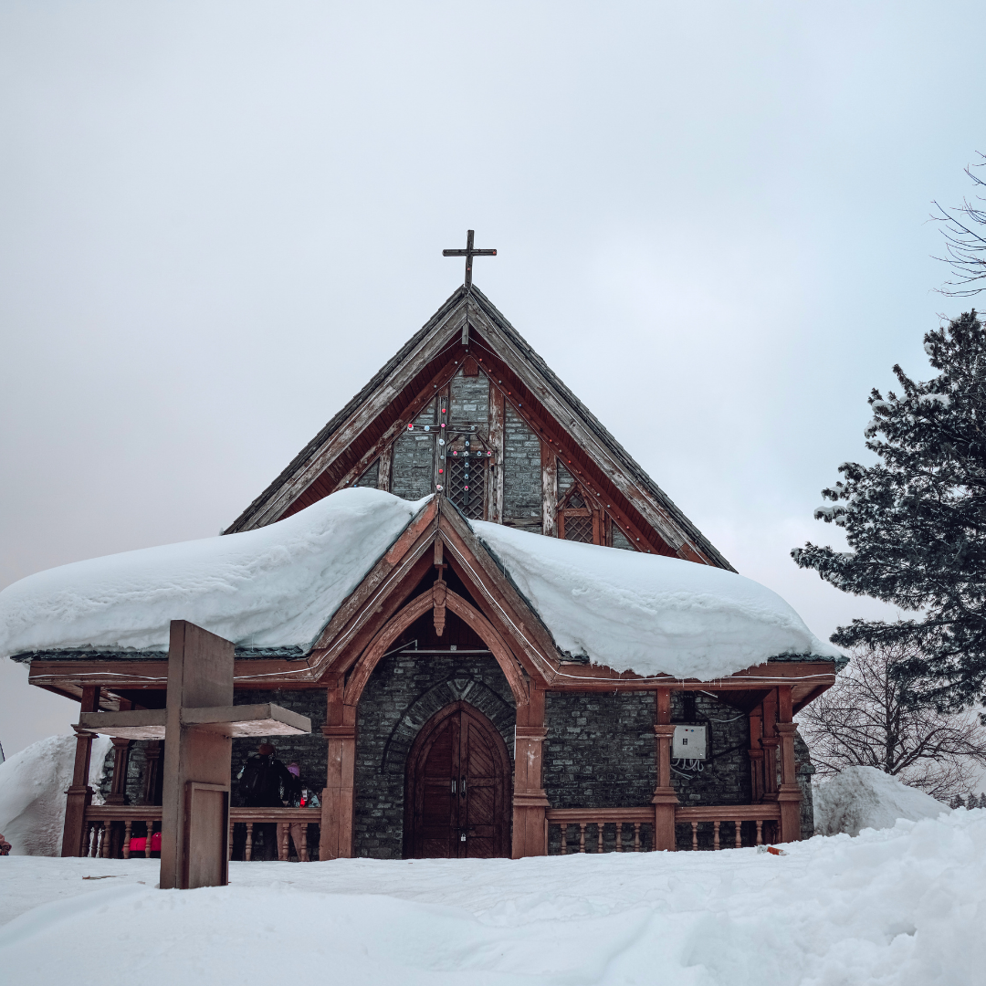church covered in snow
