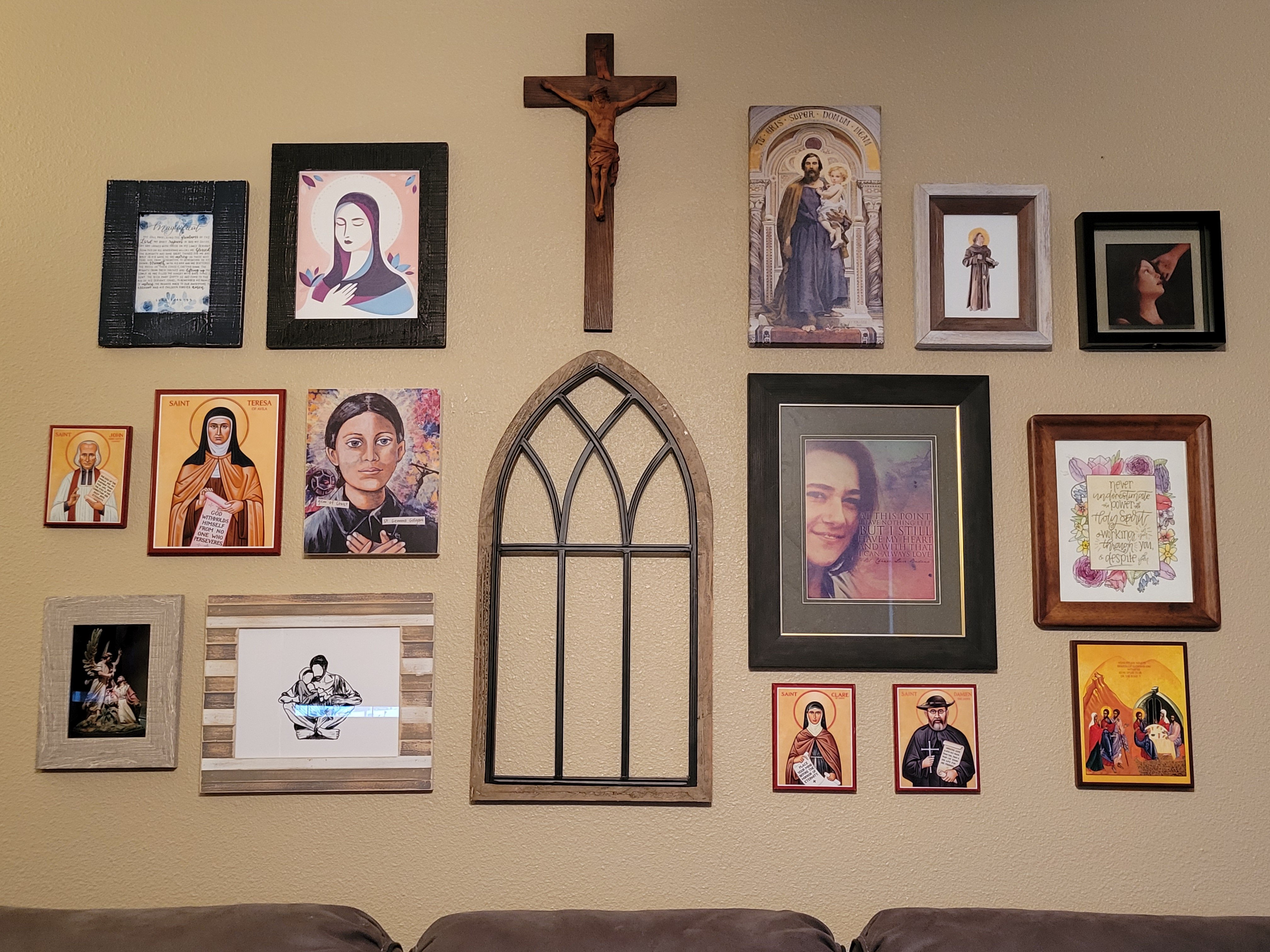 wall with icons and religious art