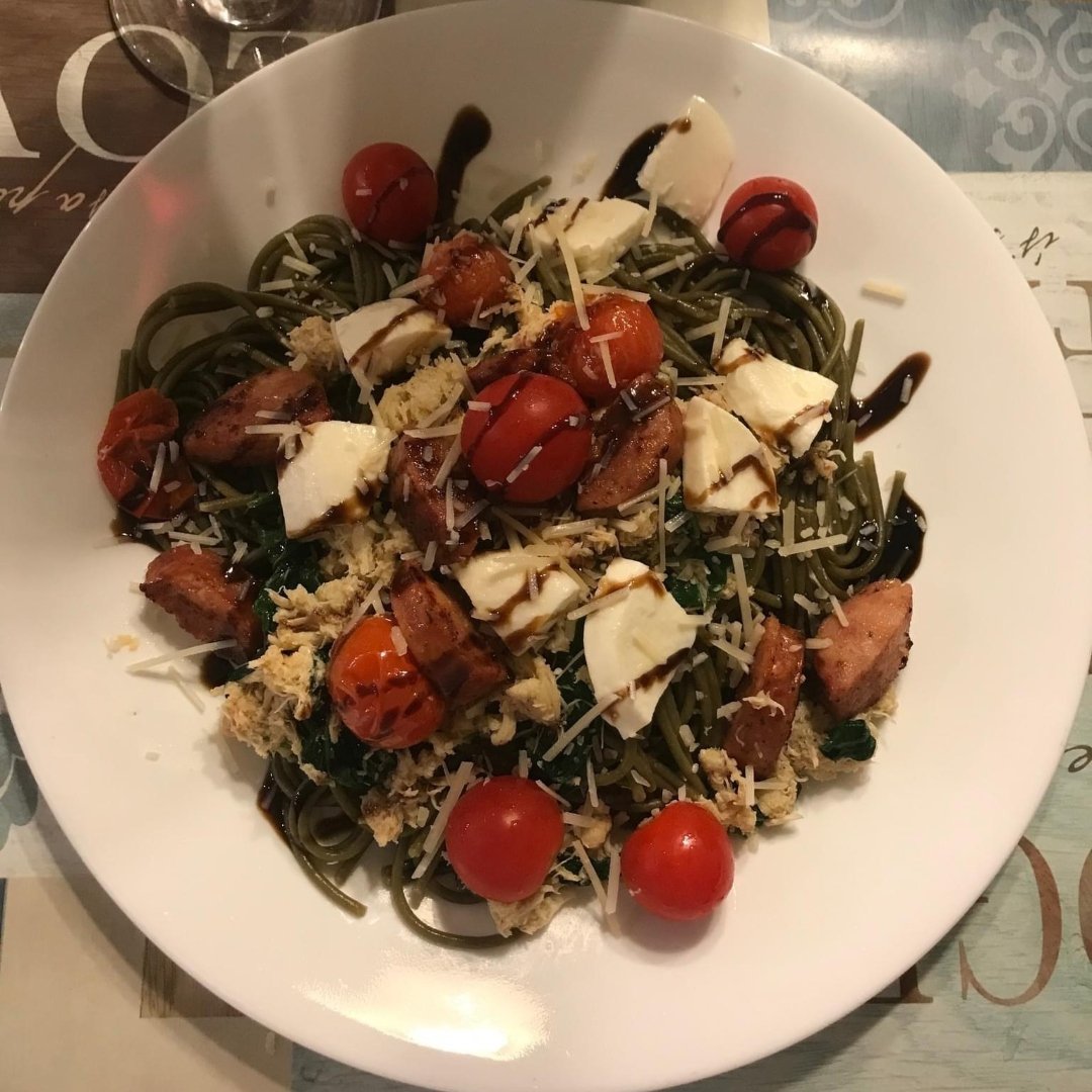 crab caprese pasta