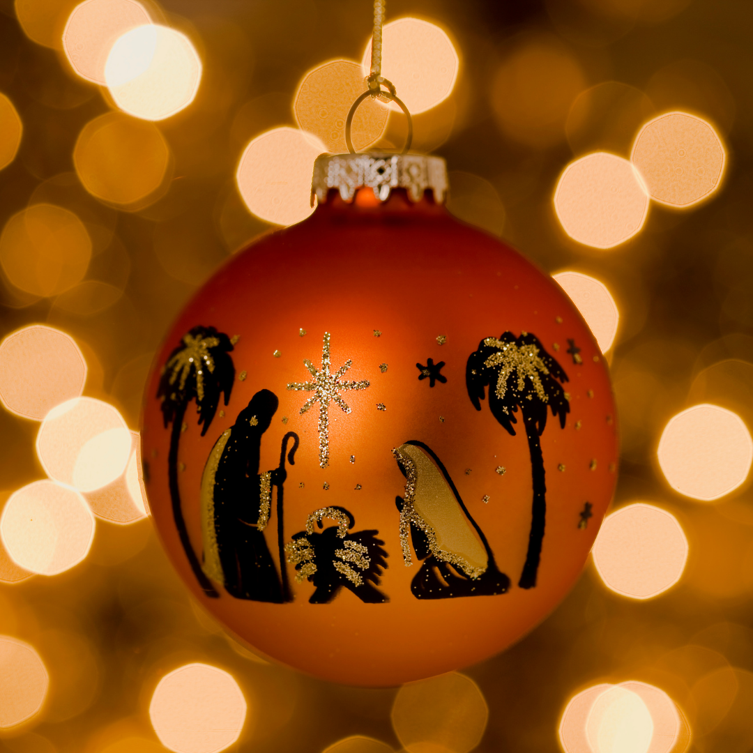 Christmas ornament depicting Nativity scene
