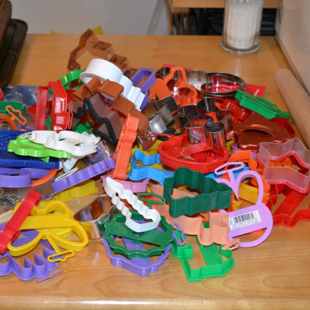 large pile of cookie cutters