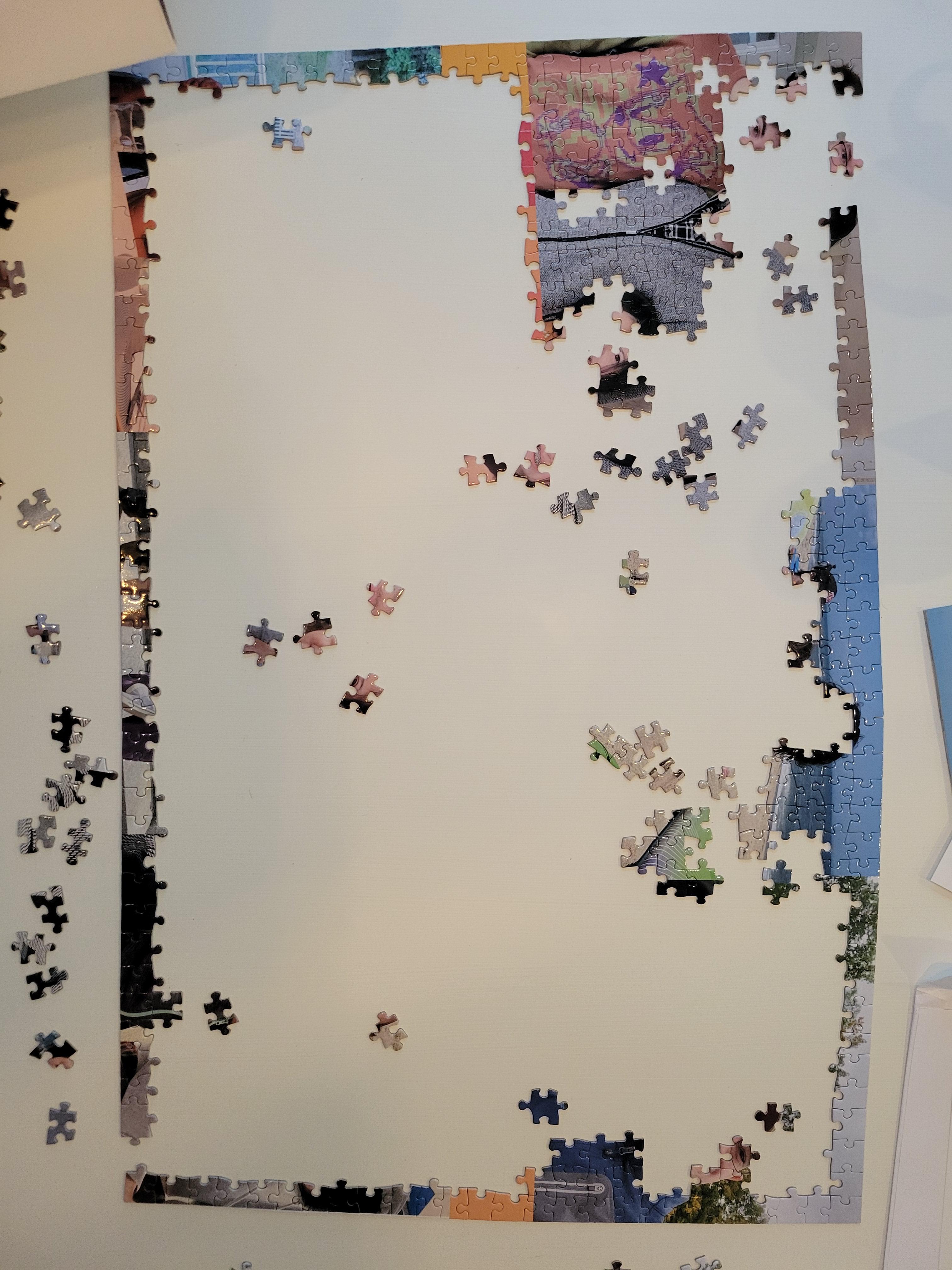 jigsaw puzzle with few pieces done