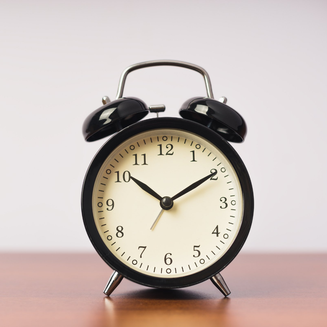 black and white alarm clock