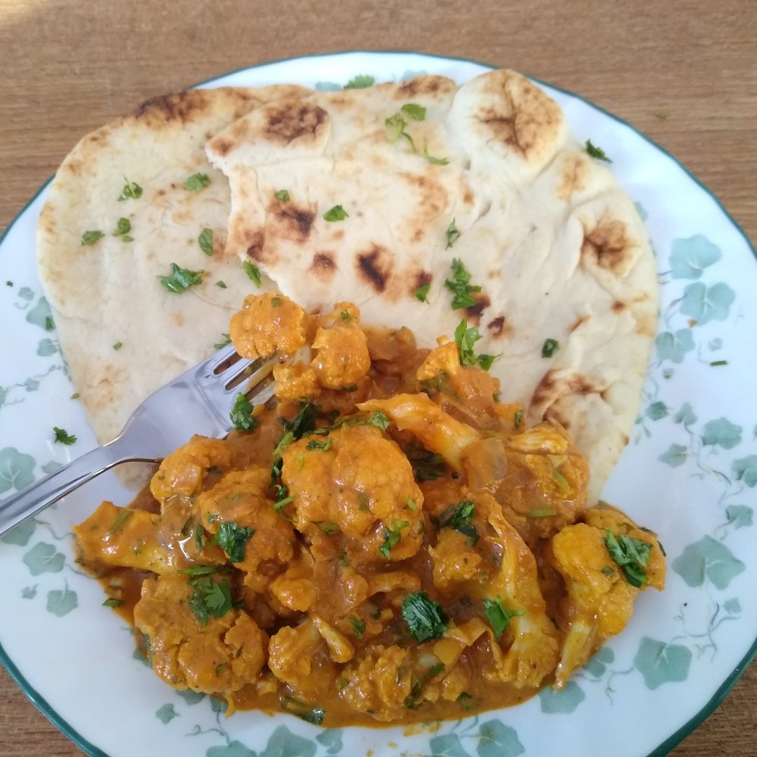vegan coconut butter cauliflower with naan