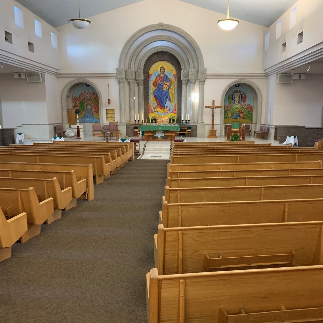 church seen from the back of the center aisle