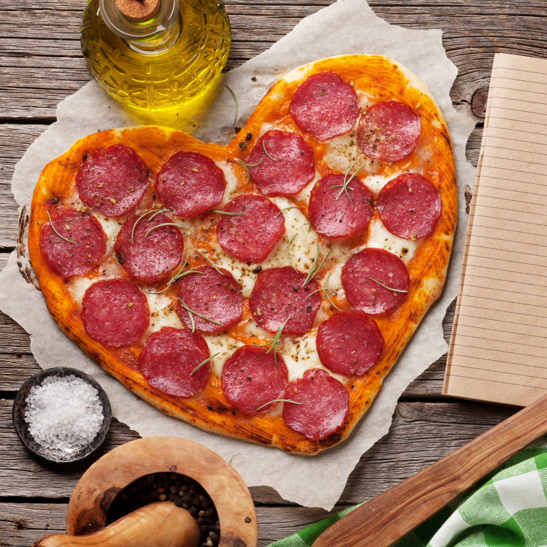 heart-shaped pizza