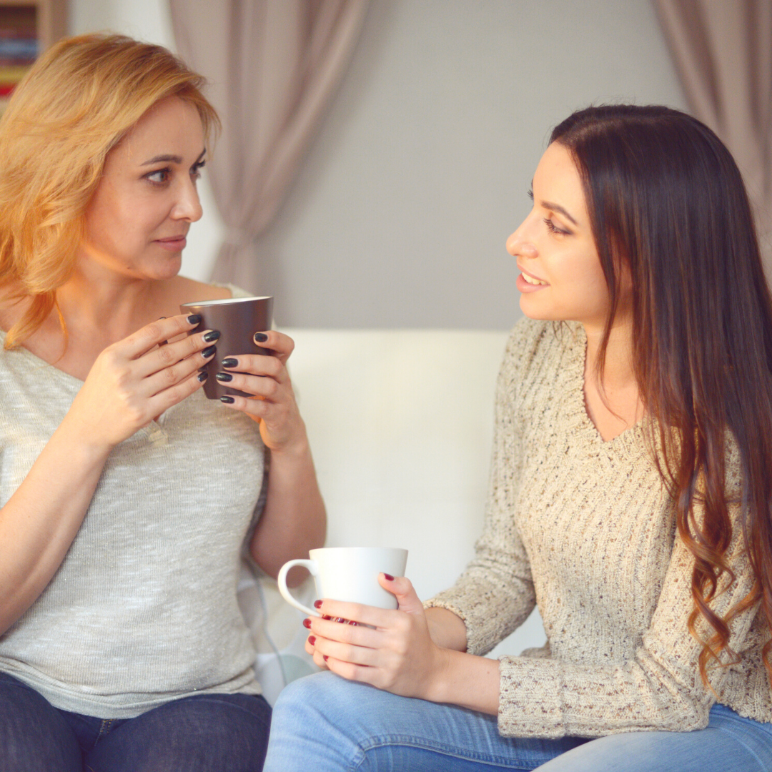 mom and daughter talking