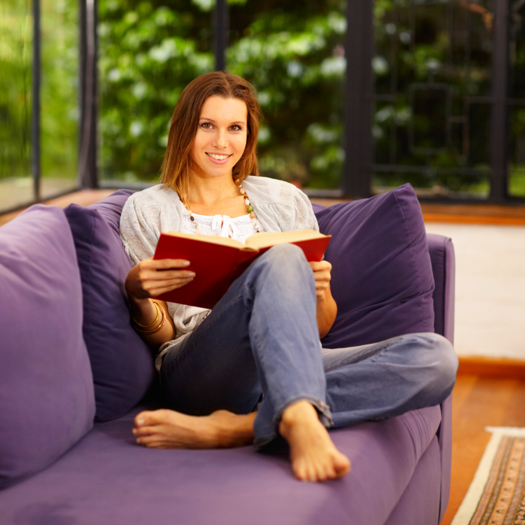 woman reading and relaxing