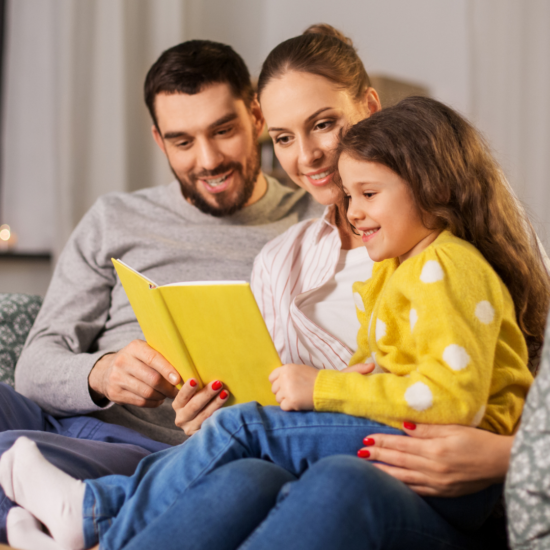 family reading together