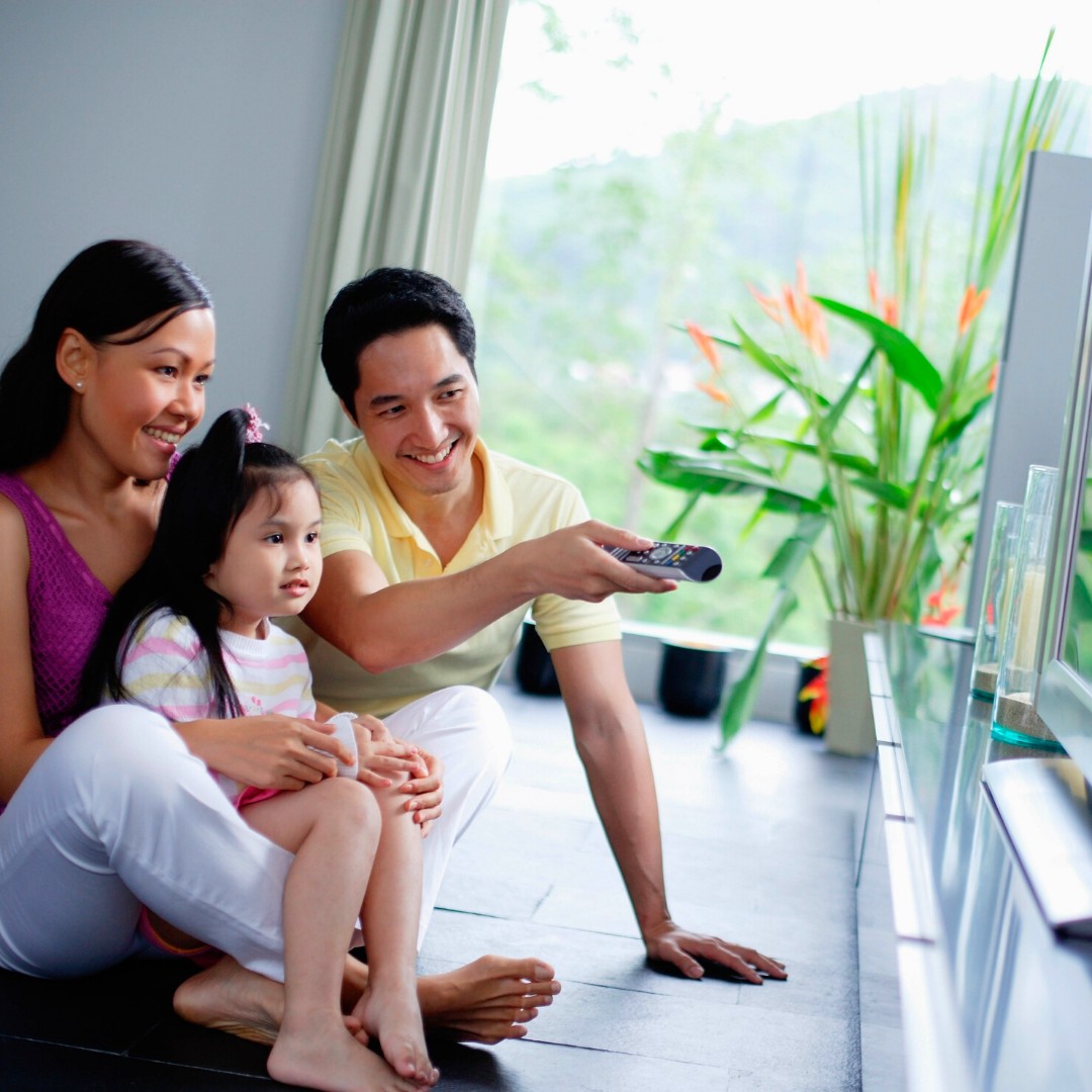 family watching tv