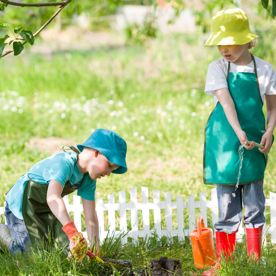 little children gardening