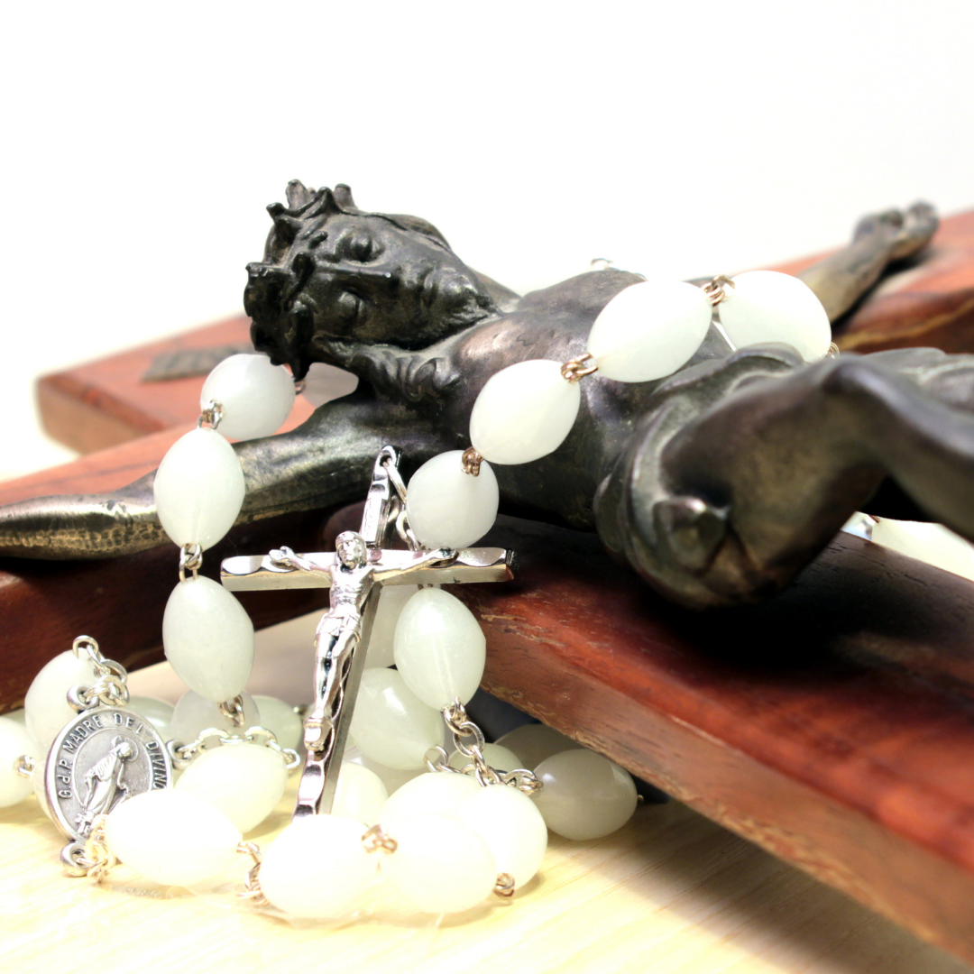 crucifix and white Rosary