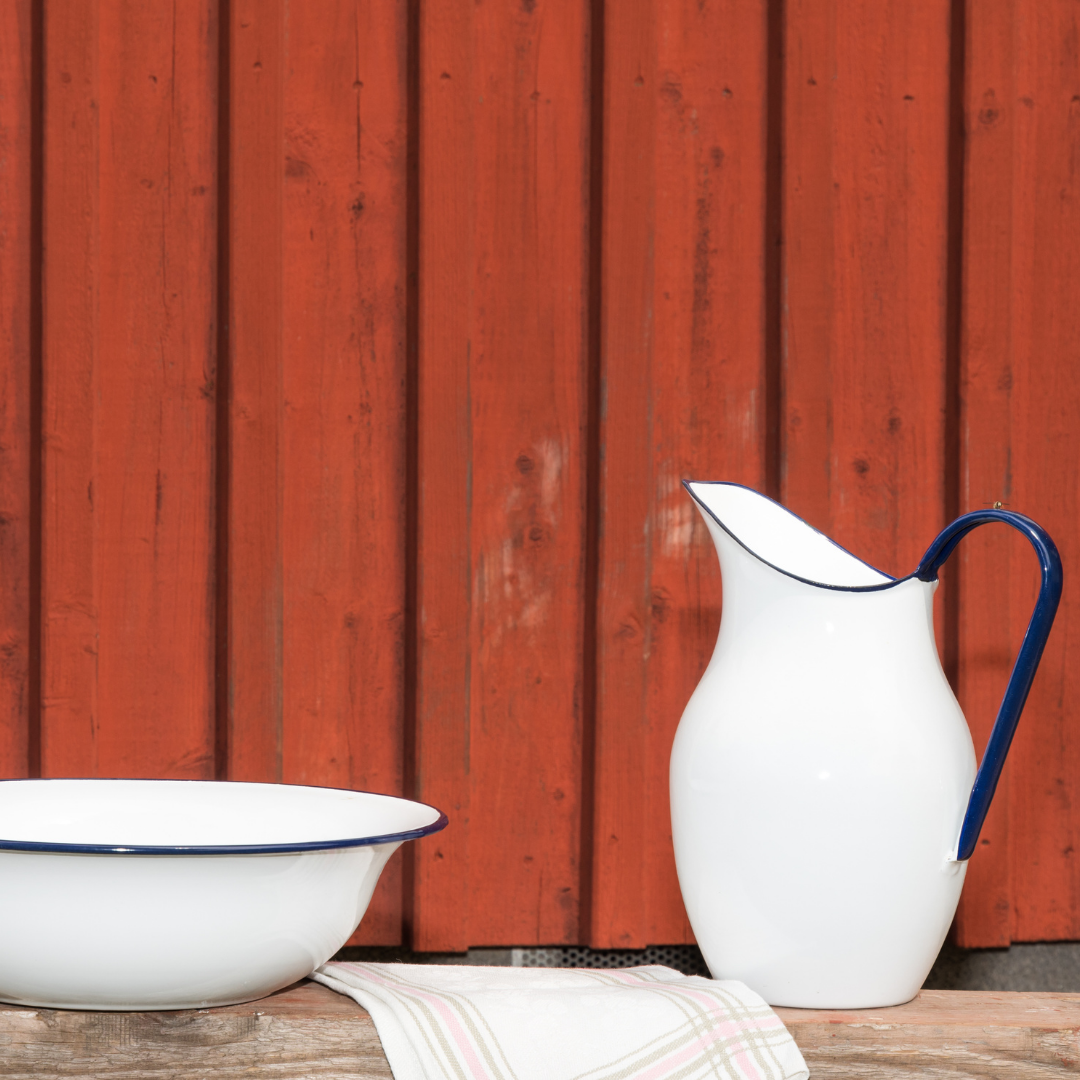 water pitcher, basin and towel