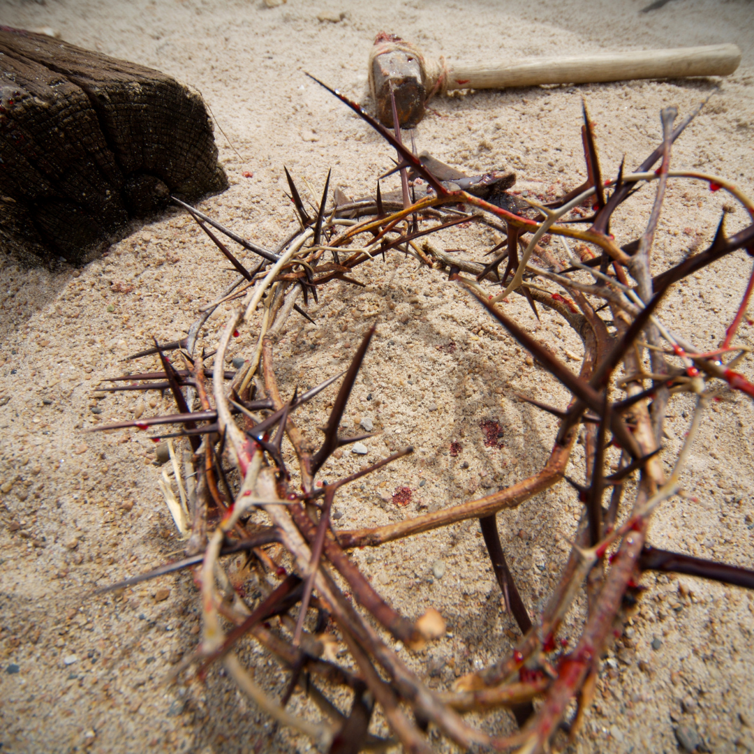 crown of thorns, wooden beam, spike