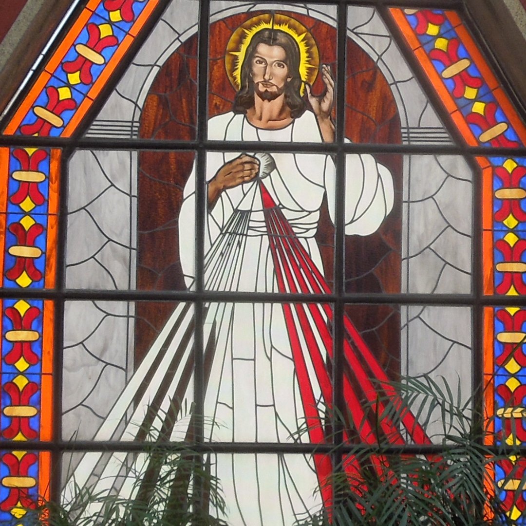 Divine Mercy stained glass window