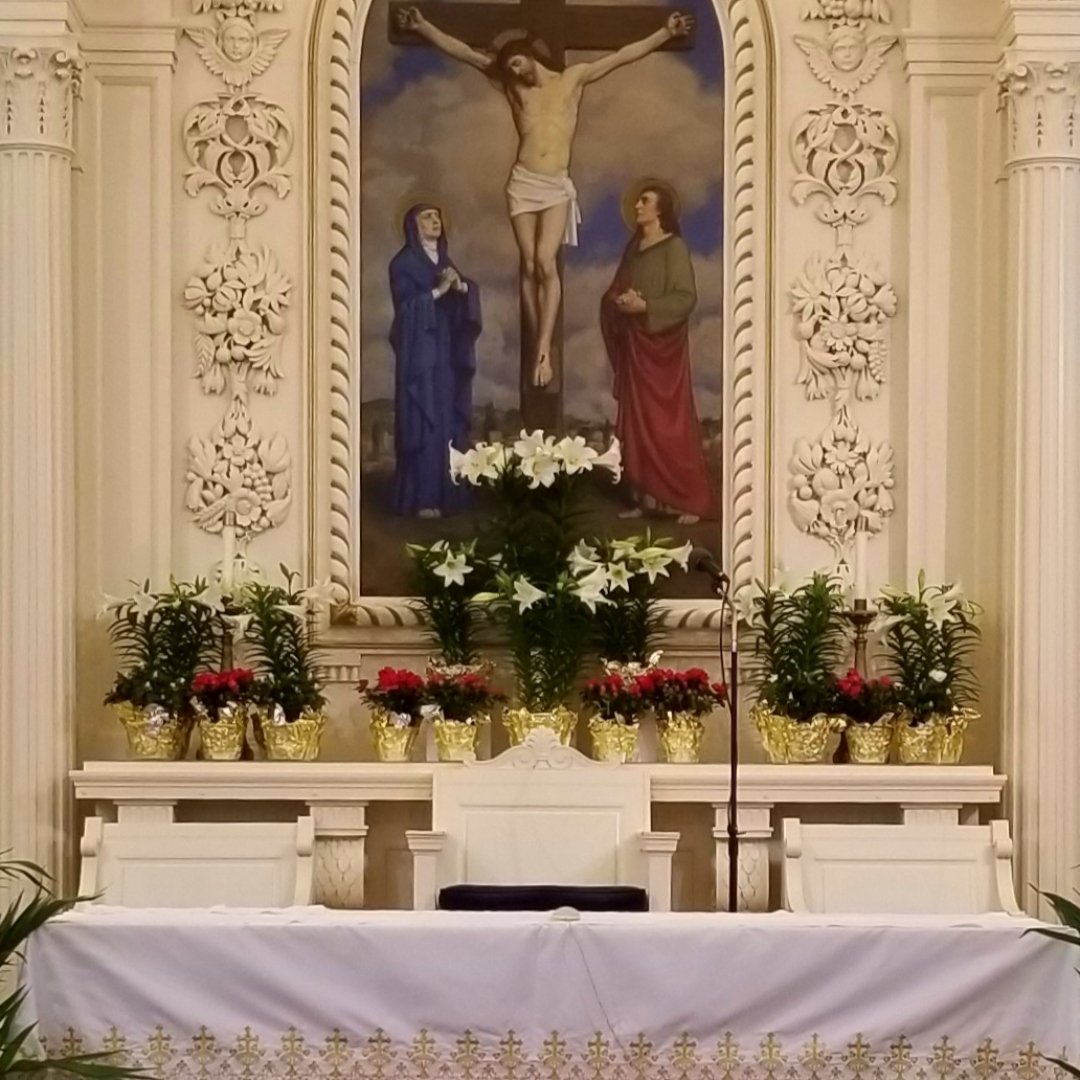 altar with painting of Mary and St. John at the foot of the cross