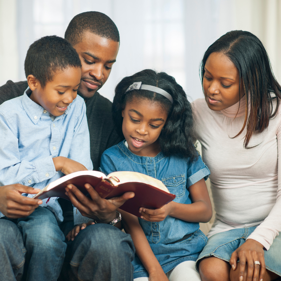family reading the Bible together