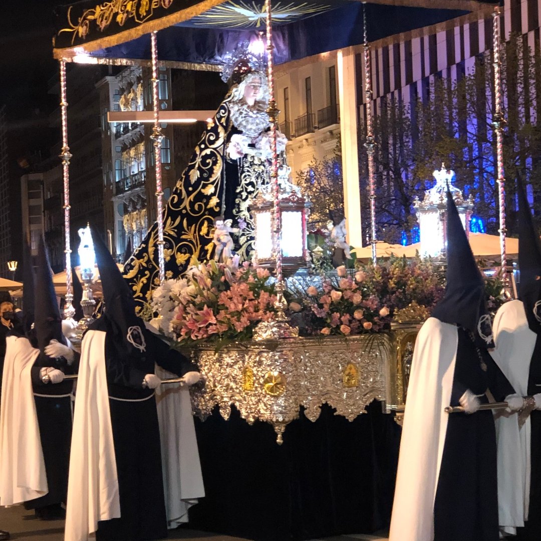 statue of Our Lady of Sorrows in Semana Santa procession