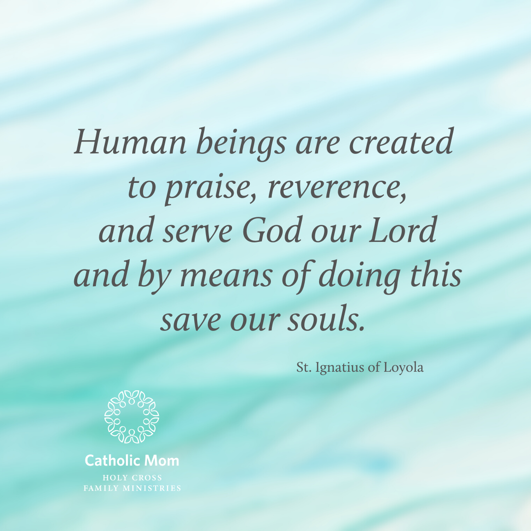 Human beings are created to praise, reverence, and serve God our Lord and by means of doing this save our souls. - St. Ignatius of Loyola