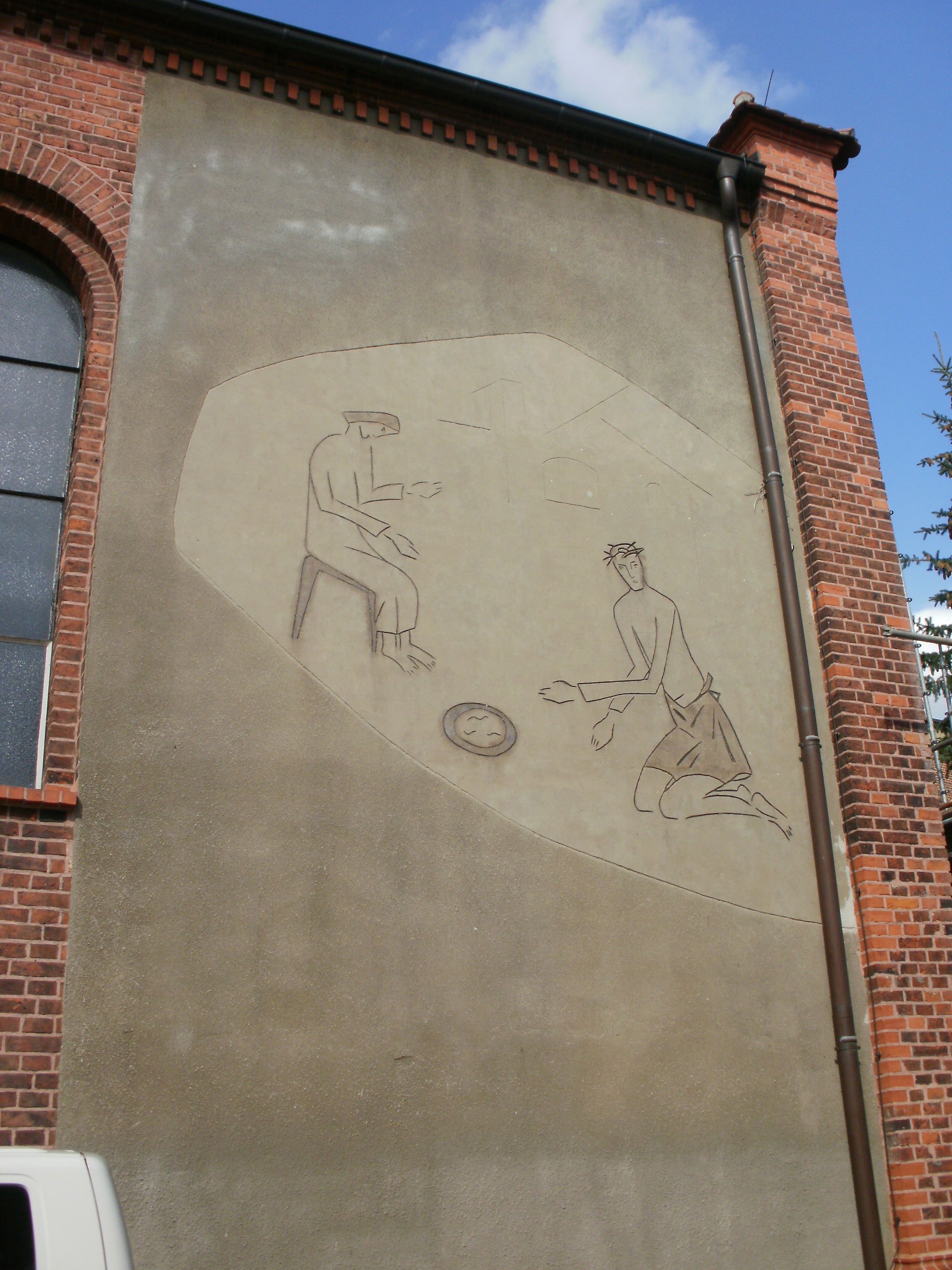 Mural of Jesus washing St. Peter's feet