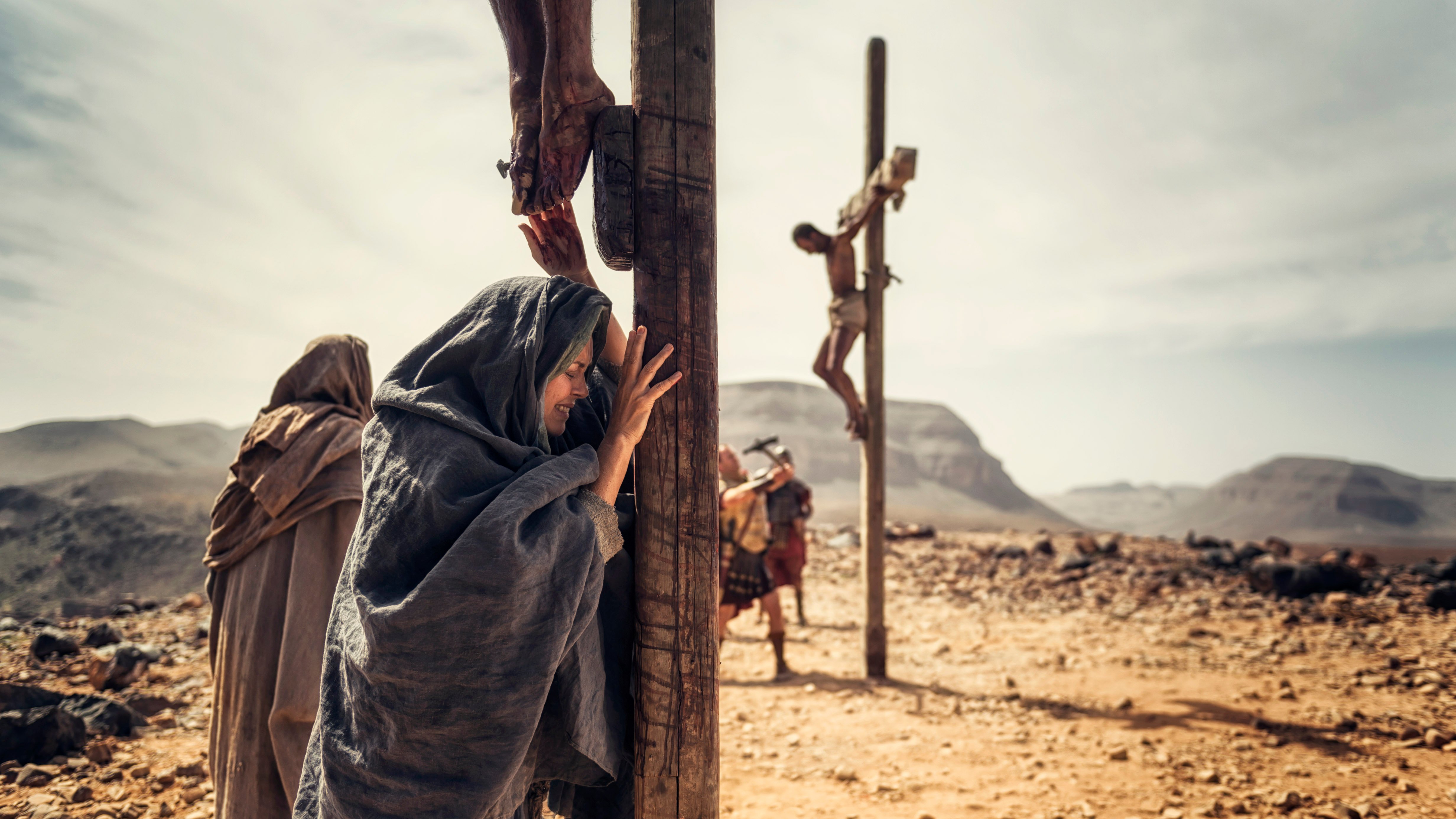 Mary weeping at the foot of the cross. From RESURRECTION movie