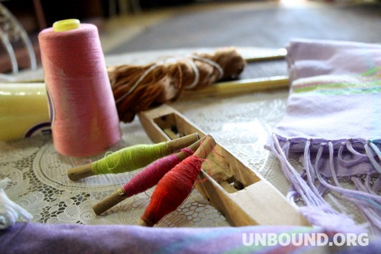 The tools mothers of sponsored children use to weave traditional fabrics in the Philippines. Image courtesy of Unbound