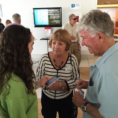 Parishioners interacting at "Download Sunday"