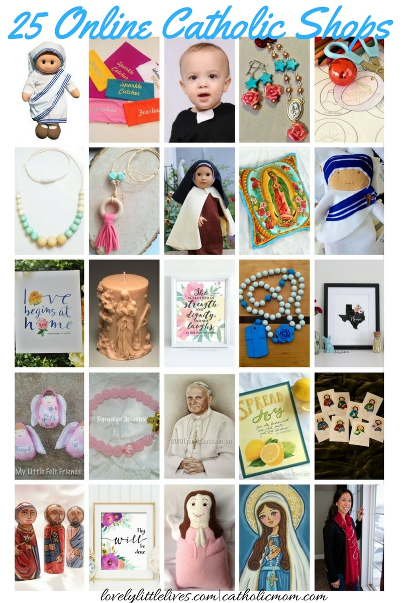 "25 online Catholic shops" by Hannah Christensen for CatholicMom.com