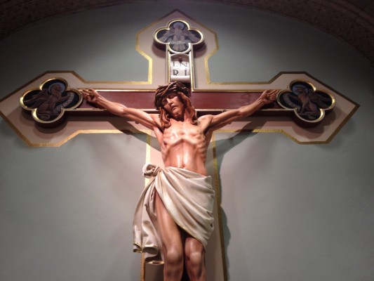 This is a crucifix found in St Francis of Assisi church, Springfield, IL.