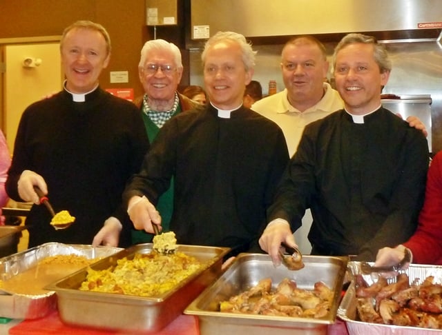 from L to R: Father David Delargy, Frank Carroll, Father Eugene O'Hagan, Bill Riley, Father Martin O'Hagan