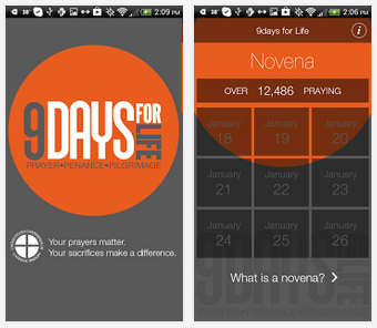 9 days for life app screen views