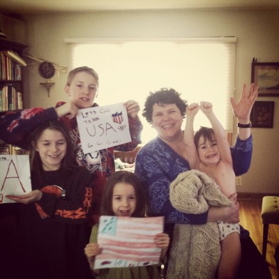 Alyssa Bormes, with family friends Meg, Julia, JP and Joseph. Go USA!