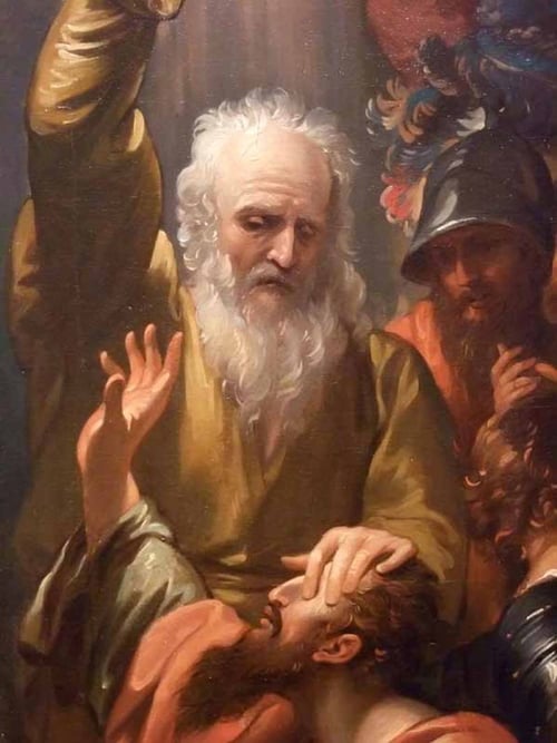 Ananias baptizes Saul