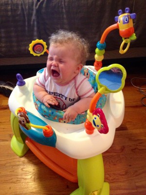 No!!!!  Why did you put me in the baby-jail?  I was only trying to get to the toilet!  Why do you never let me splash?